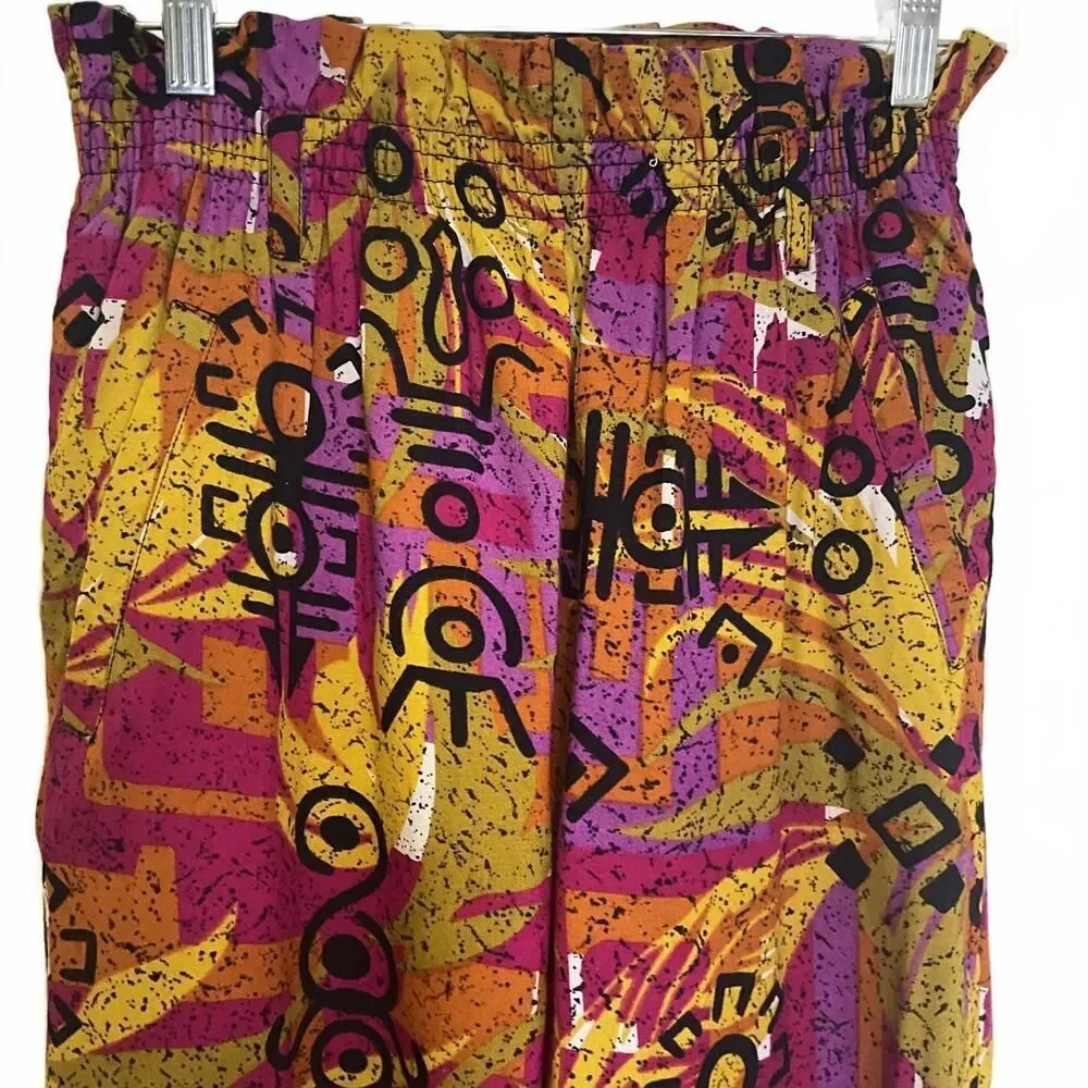 Vintage 90s Happy Legs Women's Small Multicolored Retro Psychedelic Pants - Picture 2 of 9